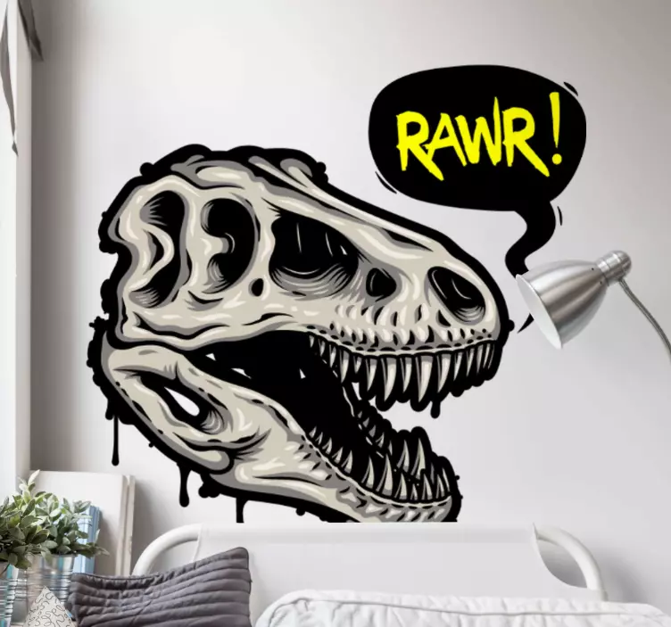 Adesivo teschio di dinosauro ruggente - TenStickers