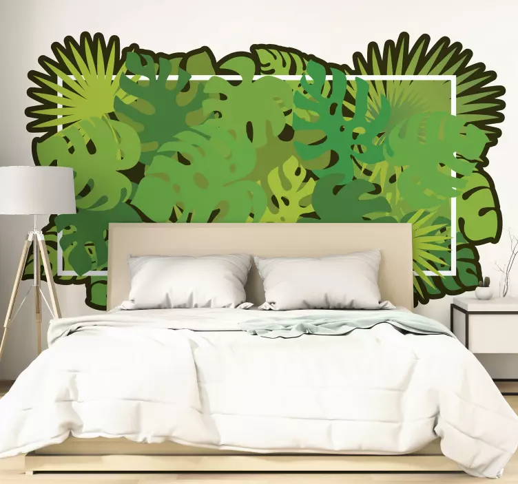 Adesivo testata letto composizione di fogliame opulento - TenStickers