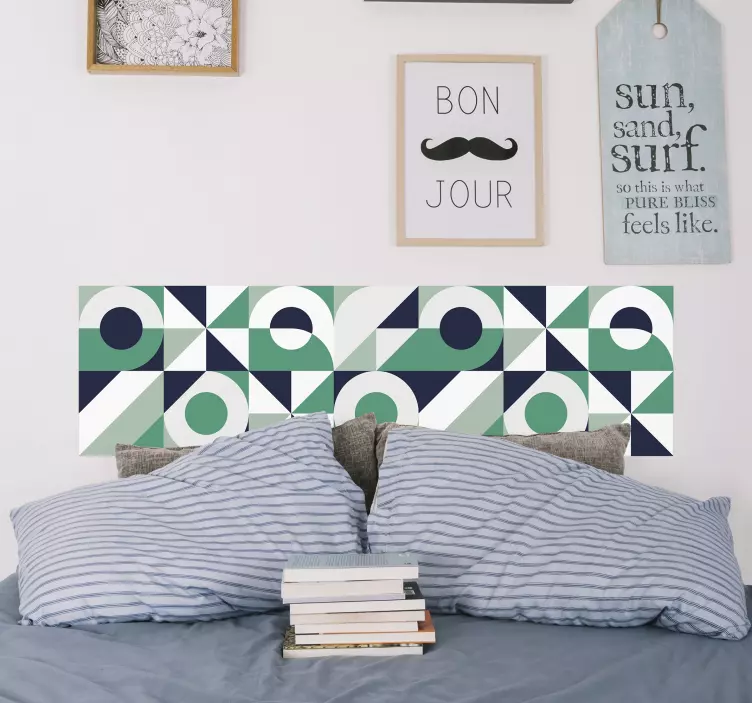 Adesivo testata letto creazione di disposizione geometrica - TenStickers