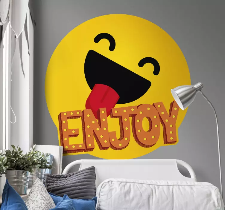 Adesivo testata letto grafica del viso sorridente - TenStickers
