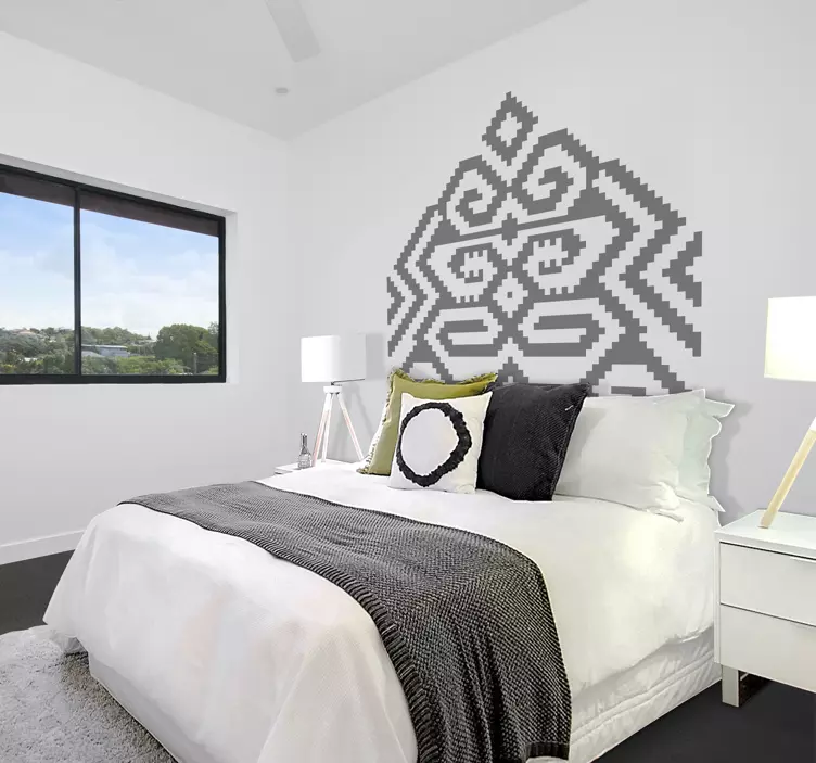 Adesivo testata letto motivo a motivo geometrico - TenStickers