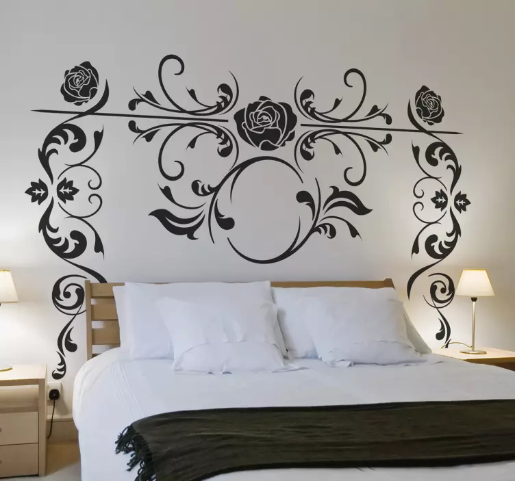 Adesivo testiera letto rose - TenStickers