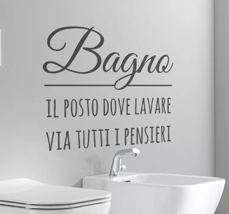 Adesivo bagno frase il posto dove lavare - TenStickers