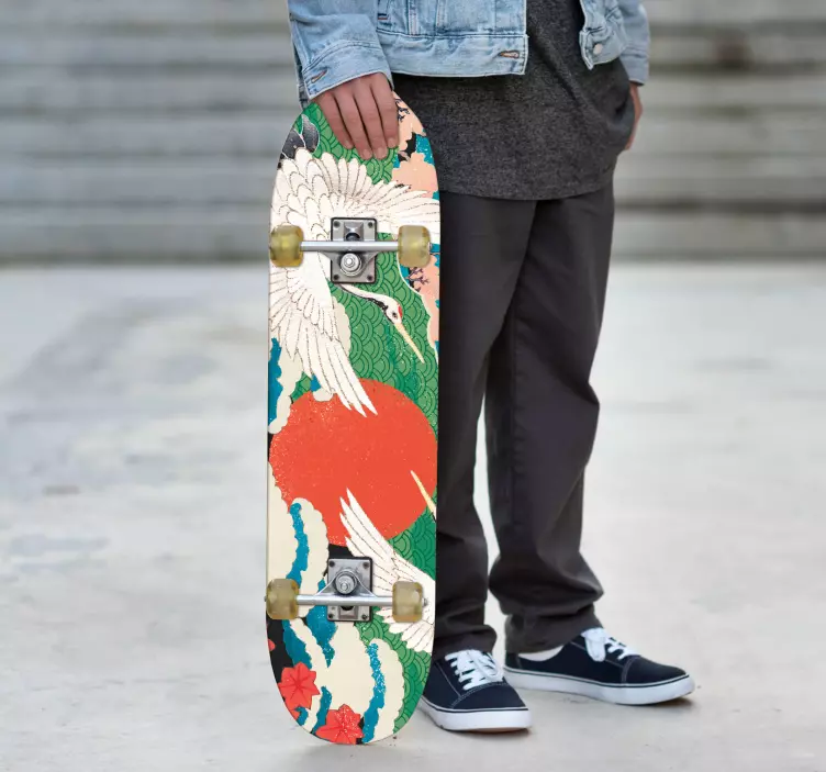 Adesivo murale rugby gruppi di gru sotto il sole nascente - TenStickers