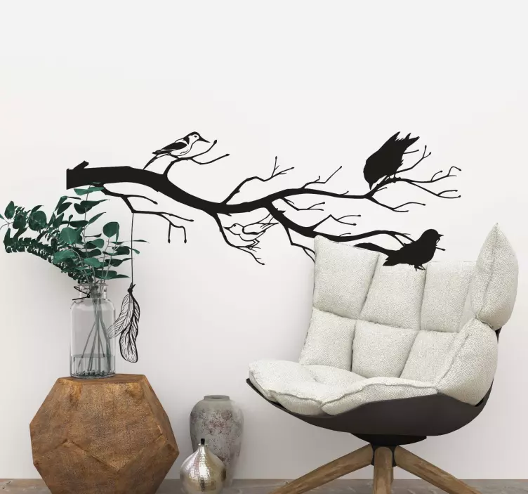 Adesivo uccelli ramo d'albero elegante - TenStickers