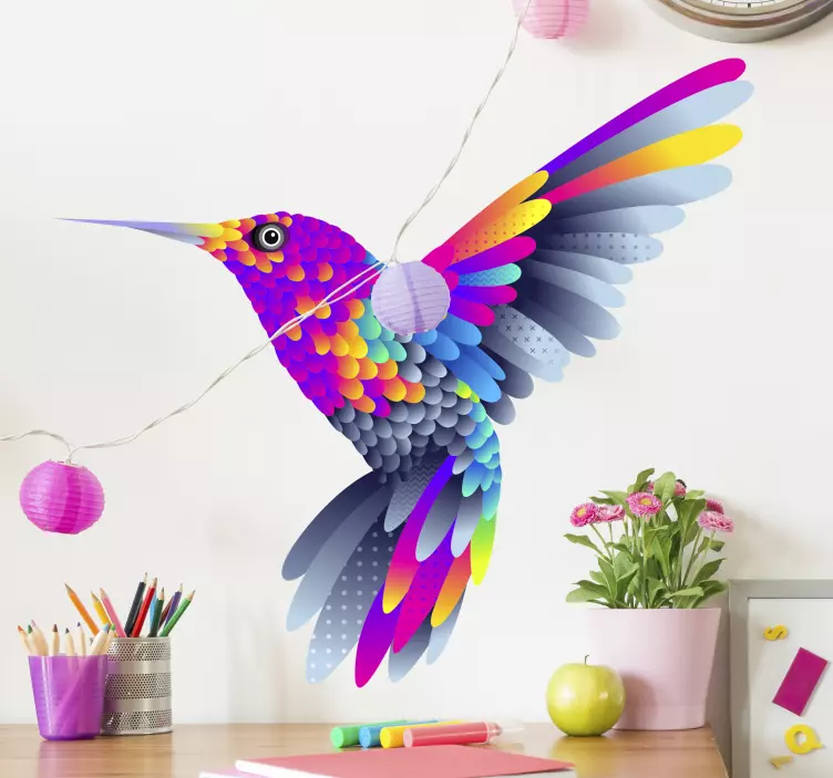 Adesivo uccelli vibrante arte del colibrì - TenStickers