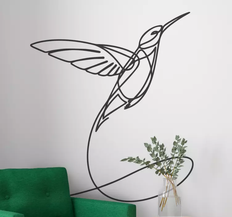 Adesivo murale uccello sagoma minimalista di colibrì - TenStickers