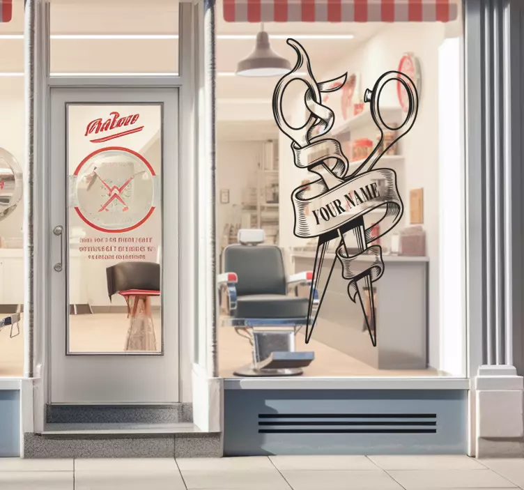 Adesivo per vetrina logo personalizzato barbiere - TenStickers