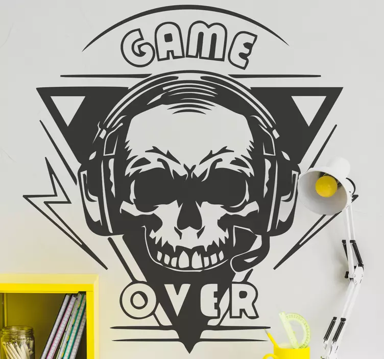 Adesivo videogioco emblema cuffie skull - TenStickers
