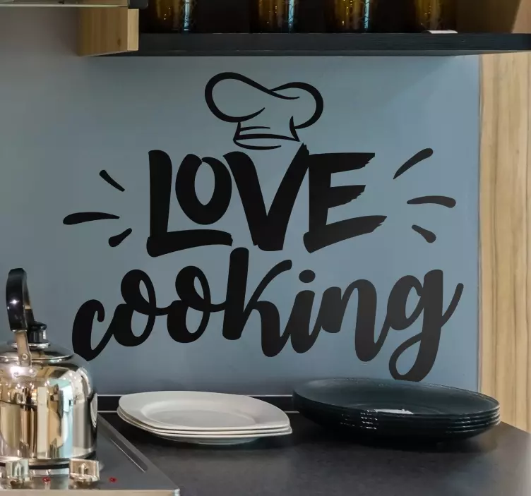 Adesivo cucina frase I love cooking - TenStickers