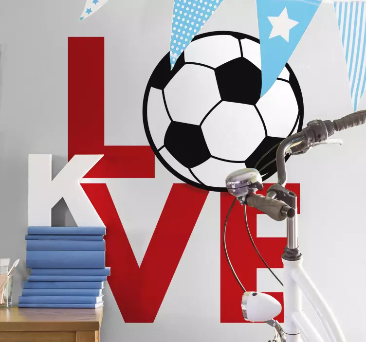 Adesivo murale con love e pallone da calcio - TenStickers