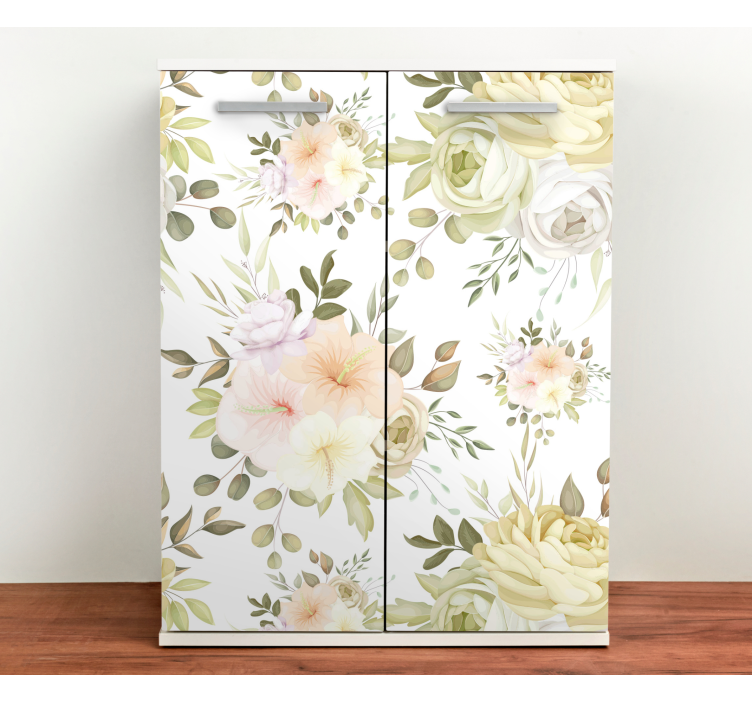 Adesivo mobile motivo floreale senza soluzione di continuità - TenStickers