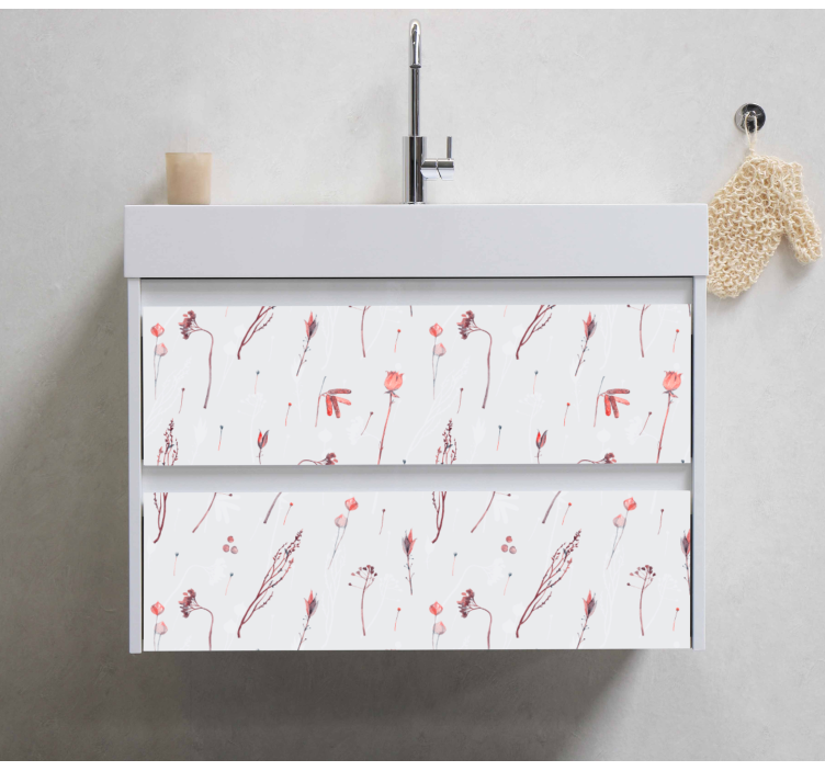 Adesivo mobile disegno acquerello foglia rosa - TenStickers