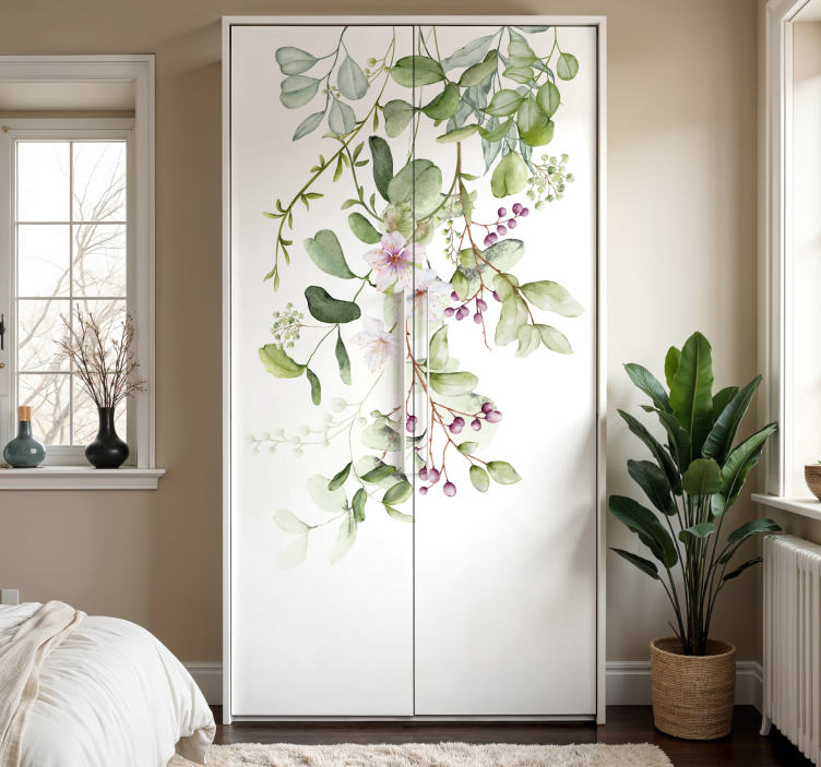 Carta adesiva per mobili fiori e foglie - TenStickers