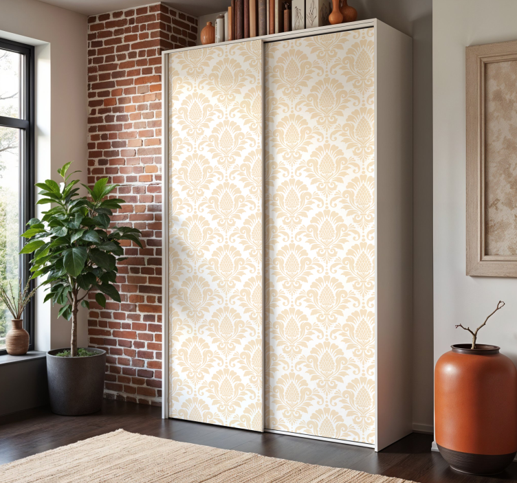 Carta adesiva per mobili motivo damascato beige - TenStickers