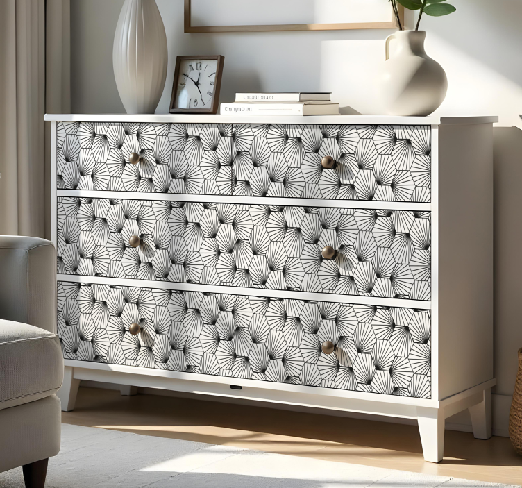 Carta adesiva per mobili motivo esagonale con linee - TenStickers