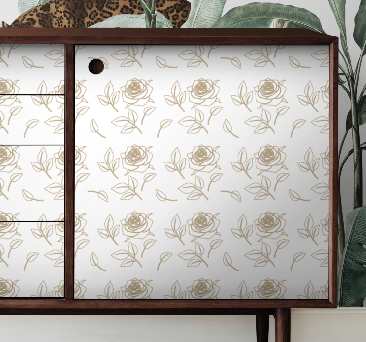 Adesivo mobile motivo rosa dettagliato sfondo beige - TenStickers