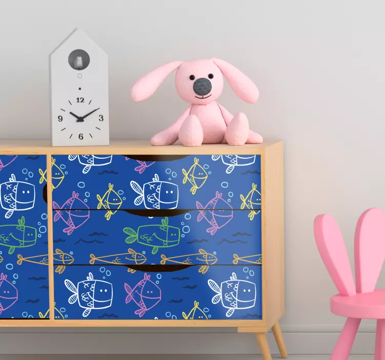 Carta adesiva per mobili motivo vibrante di pesce - TenStickers