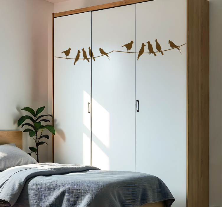 carta adesiva per ante armadio uccelli sul filo - TenStickers