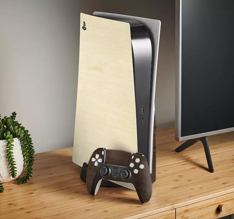 Adesivo Ps5 struttura del legno - TenStickers