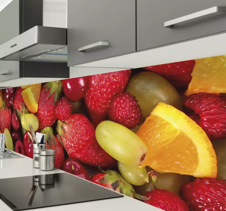 Greca adesiva per cucina con frutta varia - TenStickers