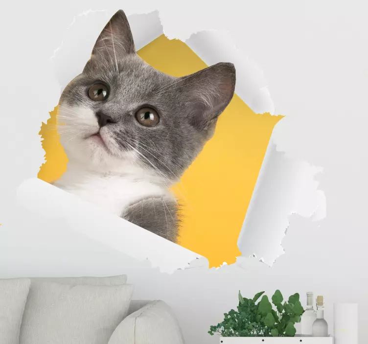 Adesivo murale gatto 3d - TenStickers