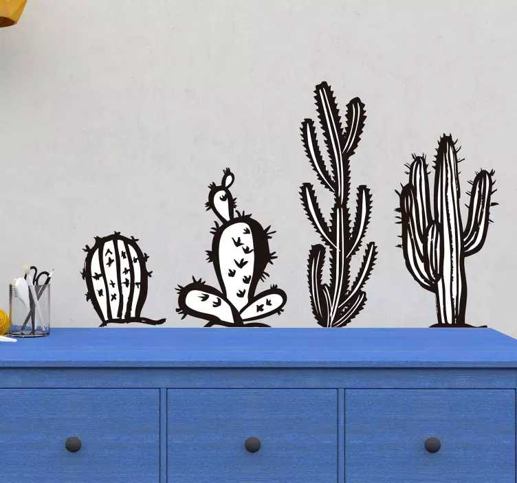 Decorazioni adesive cactus bianco e nero - TenStickers