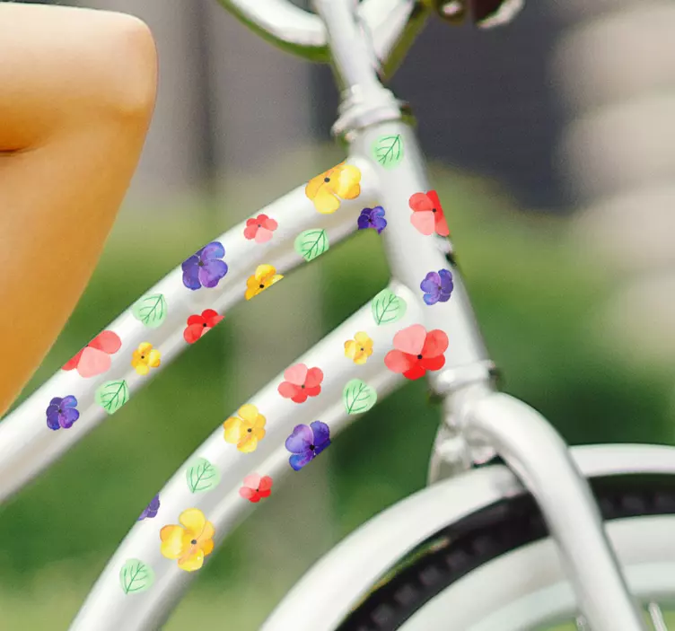 Adesivo per bici con fiori colorati - TenStickers