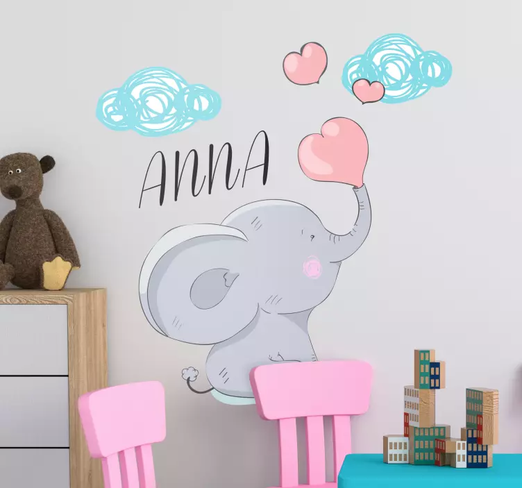 Adesivo da parete elefante con nomi - TenStickers