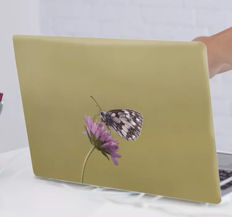 Adesivo per pc farfalla sulla pelle  fiore - TenStickers