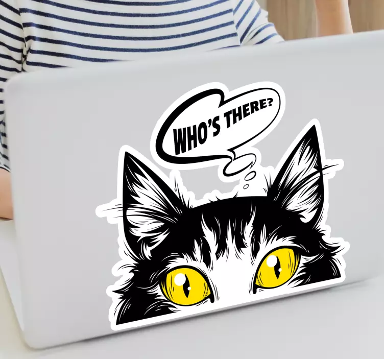Adesivo laptop con gatto fumetto - TenStickers