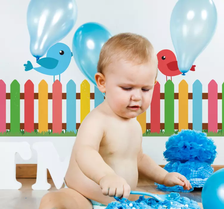 Greca adesiva bambini recinto dei colori - TenStickers