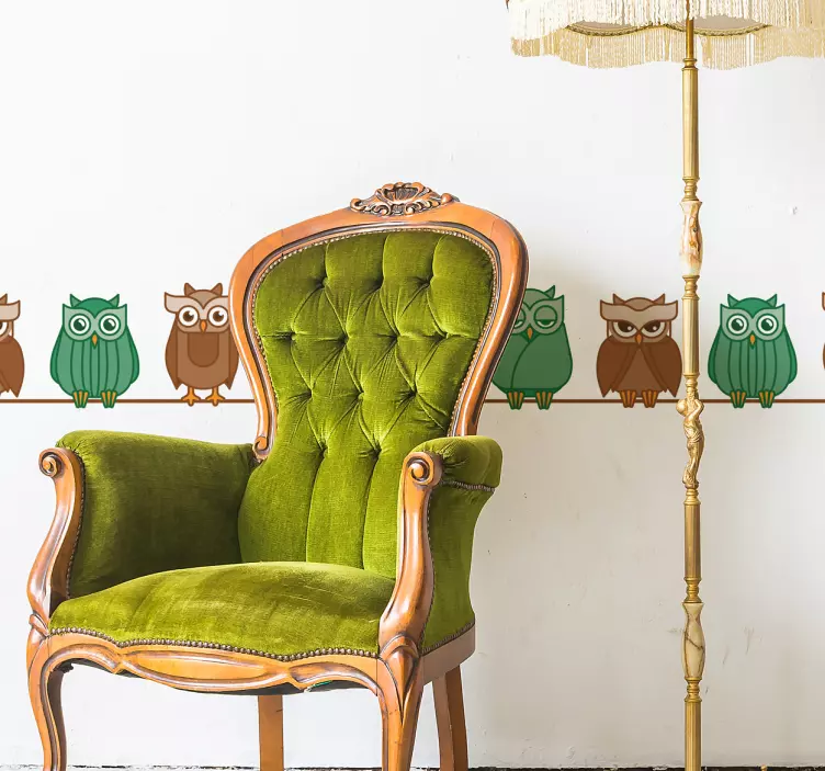 Greca adesiva collezione di gufi colorati - TenStickers