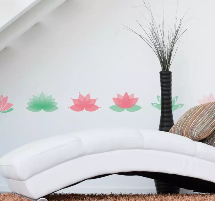 Greca adesiva con fiori di loto - TenStickers