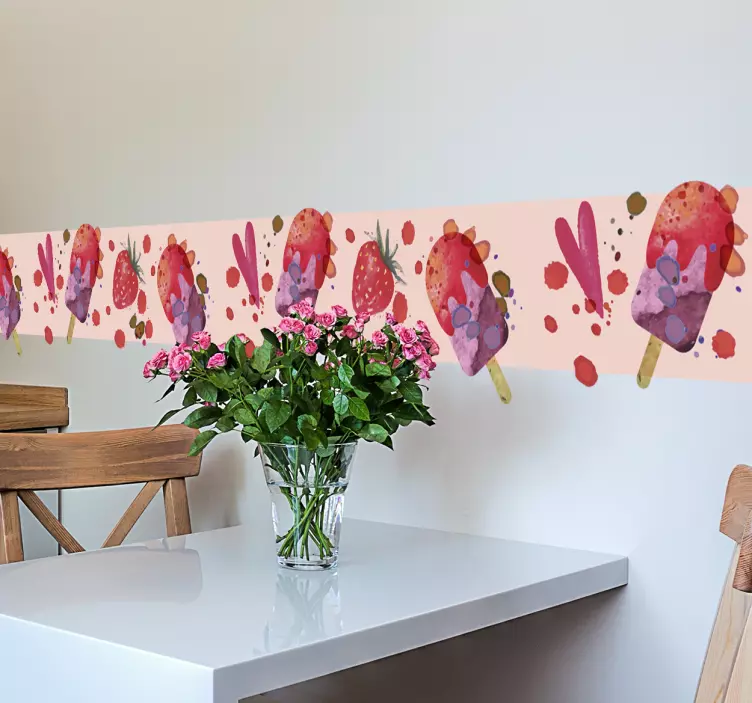 Greca adesiva ghiaccioli alla fragola - TenStickers