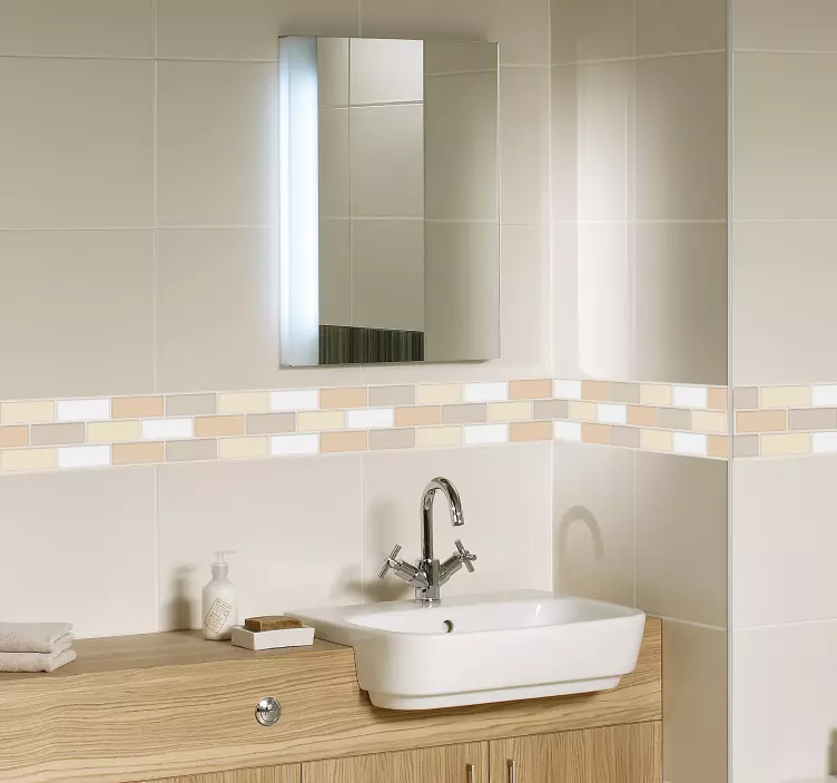 Greca adesiva piastrella da bagno beige - TenStickers