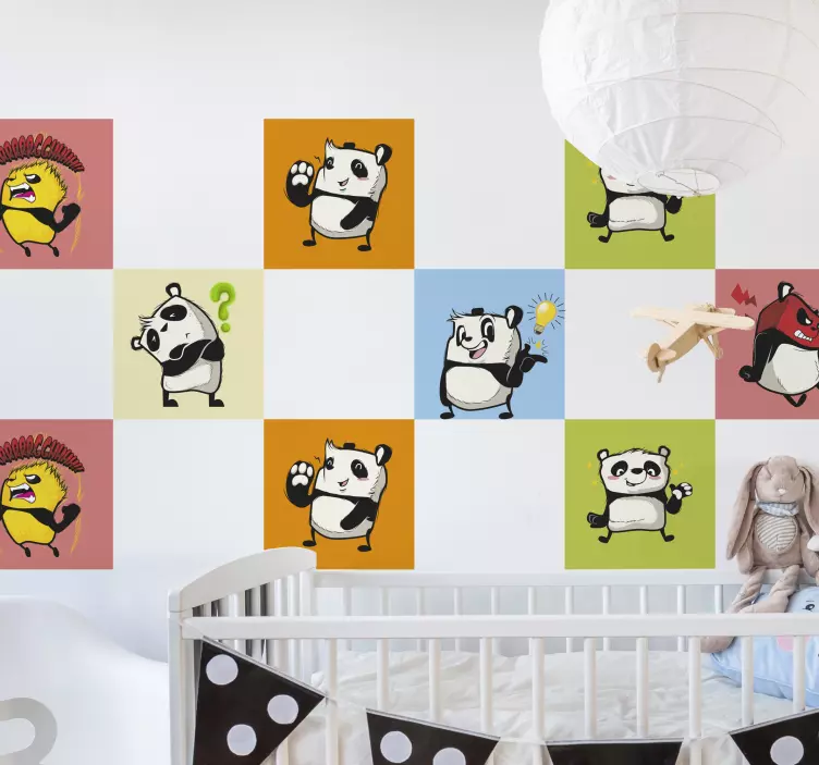 Bellissima greca adesiva con simpatici panda - TenStickers