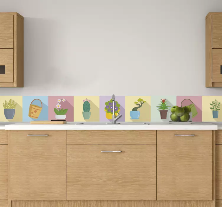 Favolosa greca adesiva con vasi di fiori - TenStickers