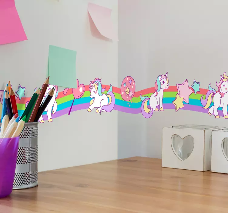 Greca decorativa adesiva con unicorni - TenStickers
