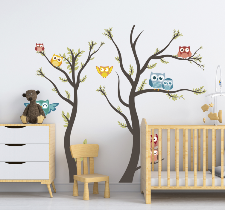 Gufi toni pastello sticker animale selvatico - TenStickers