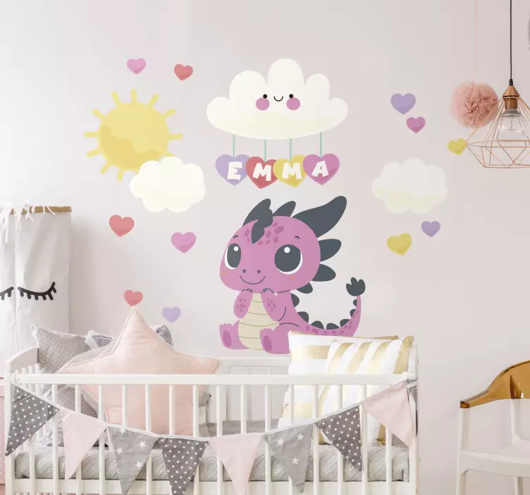 Adesivo murale illustrazione drago e nuvole - TenStickers