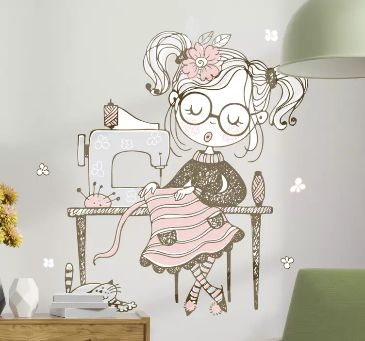 Illustrazione adesiva con macchina da cucire - TenStickers