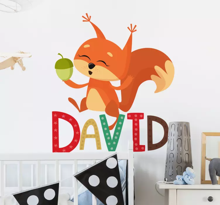 Illustrazione adesiva scoiattolo nome - TenStickers