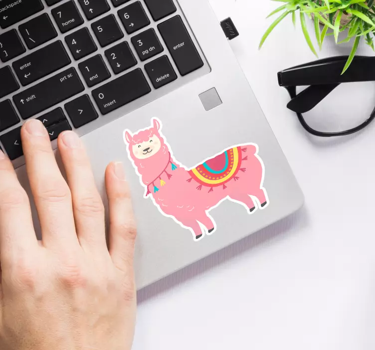 Adesivo per laptop lama rosa - TenStickers