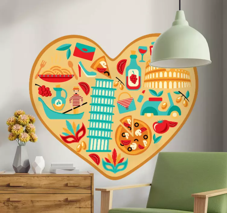 Adesivo murale rugby amore culinario italiano - TenStickers
