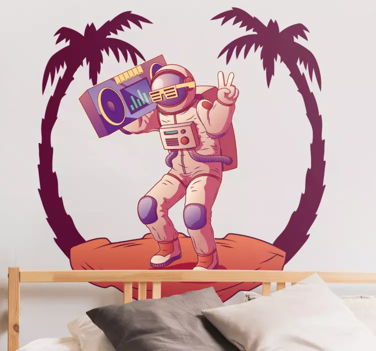 Adesivo spazio astronauta con boom box - TenStickers
