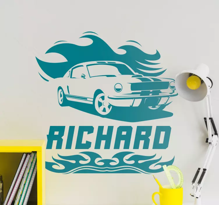 Adesivo murale rugby auto da corsa classica - TenStickers