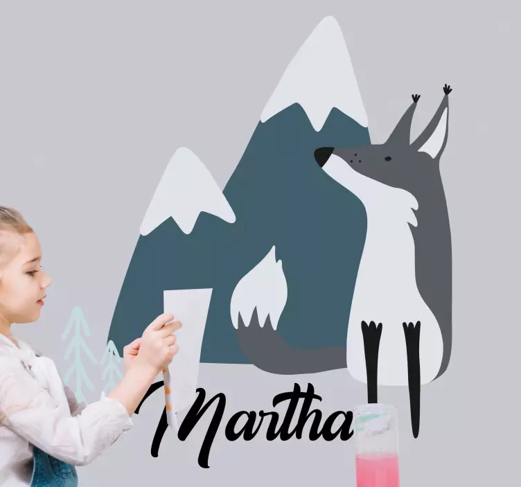 Lavagna adesiva bianca lupo di montagna personalizzata - TenStickers