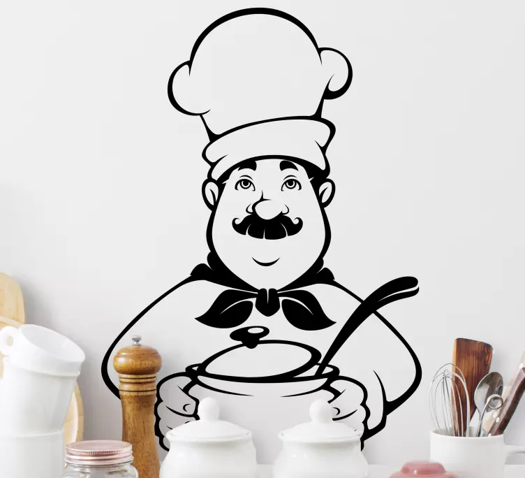 Adesivo murale rugby chef che tiene una ciotola - TenStickers