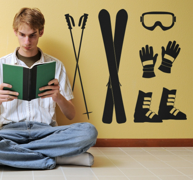 Adesivo sport estremo collezione di attrezzatura da sci - TenStickers